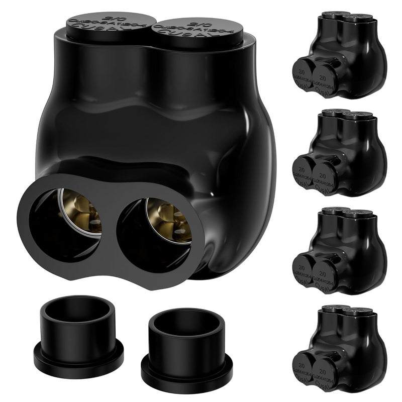 DAIERTEK Insulated Multi Tap Connector, 2/0-6 AWG Wire Connectors, 2 Ports Aluminum to Copper Wire Connectors with Slotted Allen Hex, Electrical Connectors, Wire Tap, Single-Sided Entry 5 Pack - Image 1